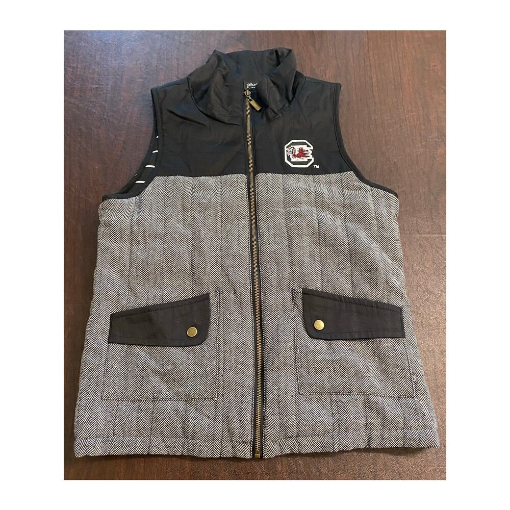 Game Day Couture South Carolina Gamecocks Herringbone Puffer Vest M USC Big Spur